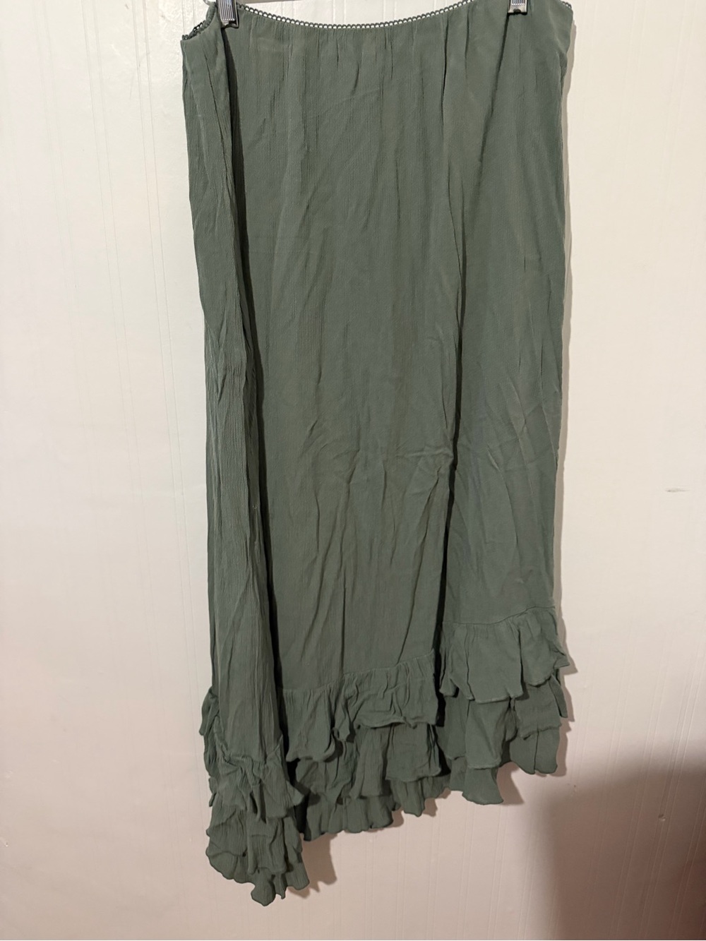 Aeropostale Women's Olive Green asymmetrical Ruffle Hem Maxi Skirt XL